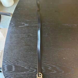 Black Leather Belt with Gold Buckle